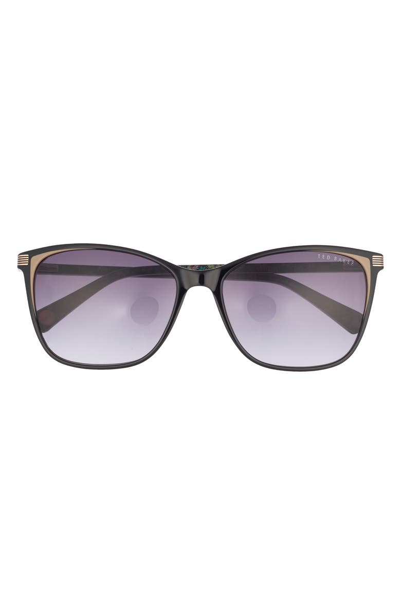 Ted Baker 57mm Gradient Square Sunglasses, Main, color, Black