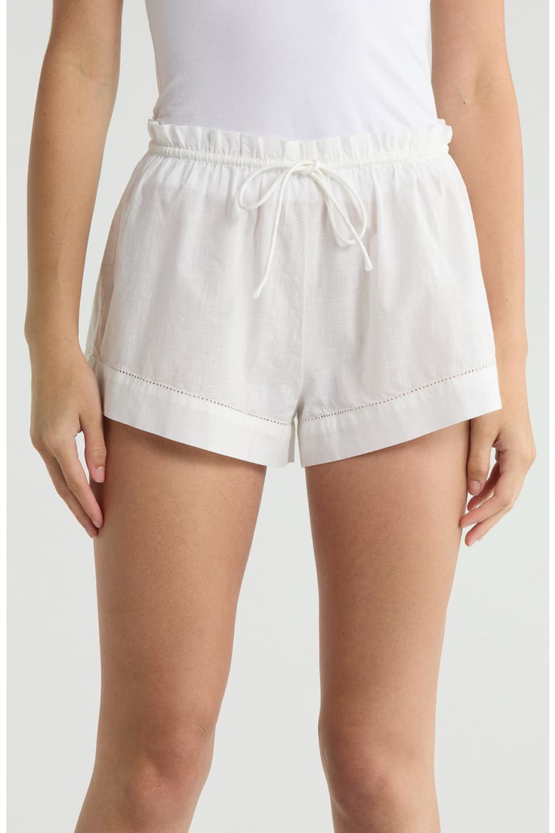 Orphee Cotton Pajama Shorts, Main, color, ECRU