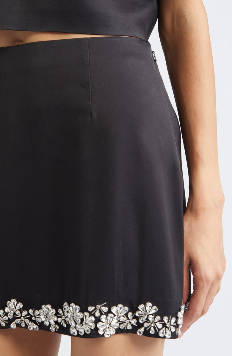 Cinq à Sept Adona Embellished Hem Miniskirt, Alternate, color, Black