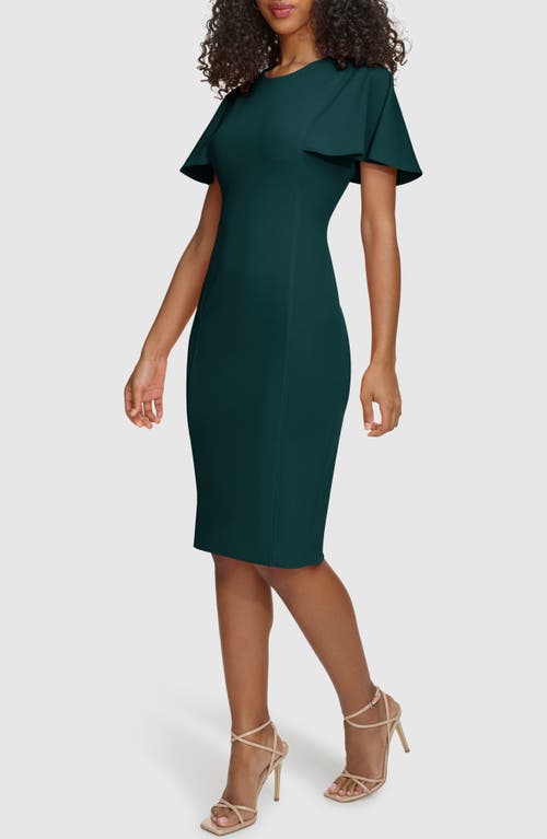 Calvin Klein Flutter Sleeve Sheath Dress In Green