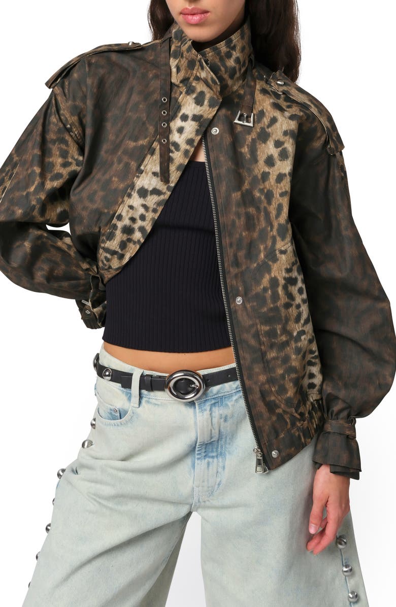 Apparis Thea Leopard Print Rain Jacket, Alternate, color, Leopard