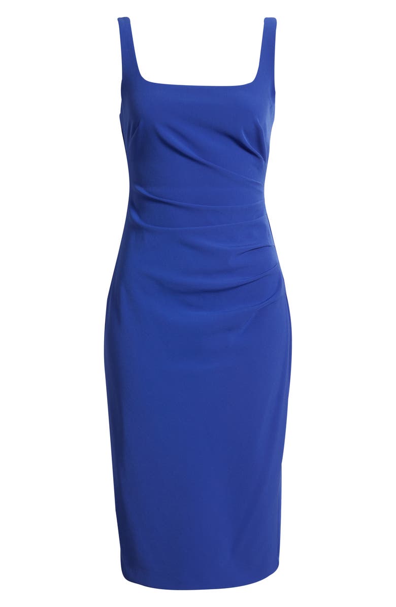 Vince Camuto Pleated Sleeveless Stretch Crepe Body-Con Dress, Alternate, color, 