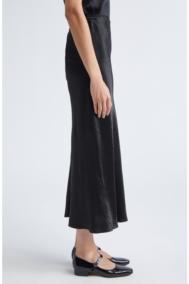 Crinkle Finish Satin Skirt, Alternate, color, BLACK