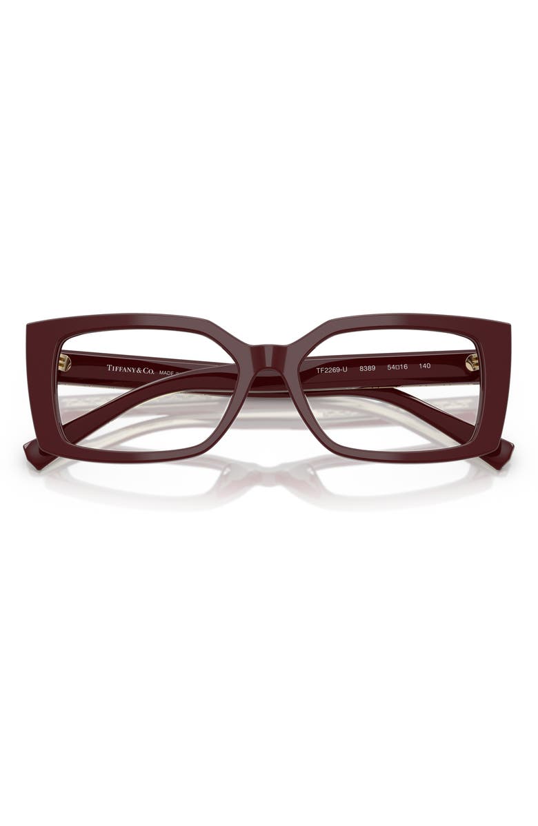 Tiffany & Co. 52mm Rectangular Optical Glasses, Alternate, color, Burgundy/ Demo Lens