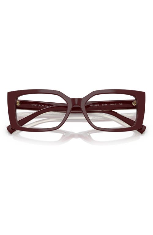 Tiffany & Co . 54mm Rectangular Optical Glasses In Burgundy