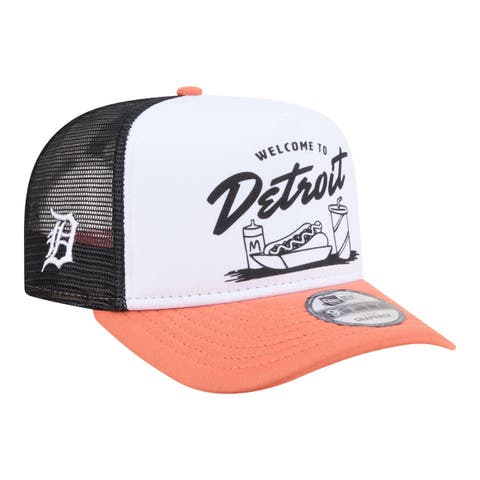 Men's New Era  White/Orange Detroit Tigers Foodie A-Frame 9FIFTY Trucker Snapback Hat