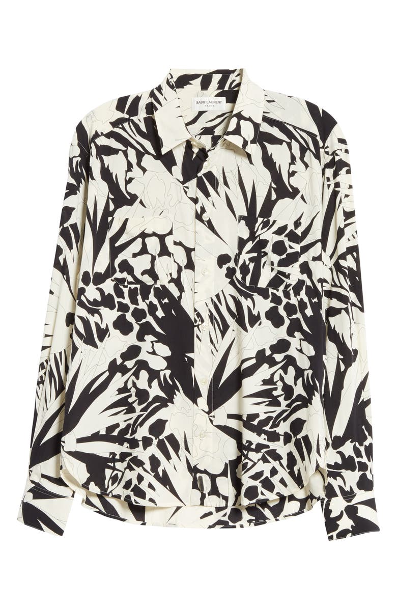 Saint Laurent Jungle Print Button-Up Shirt, Alternate, color, 