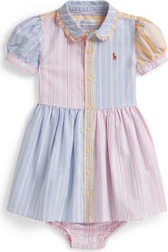 Ralph Lauren Oxford Stripe Cotton Piqué Shirtdress & Bloomers