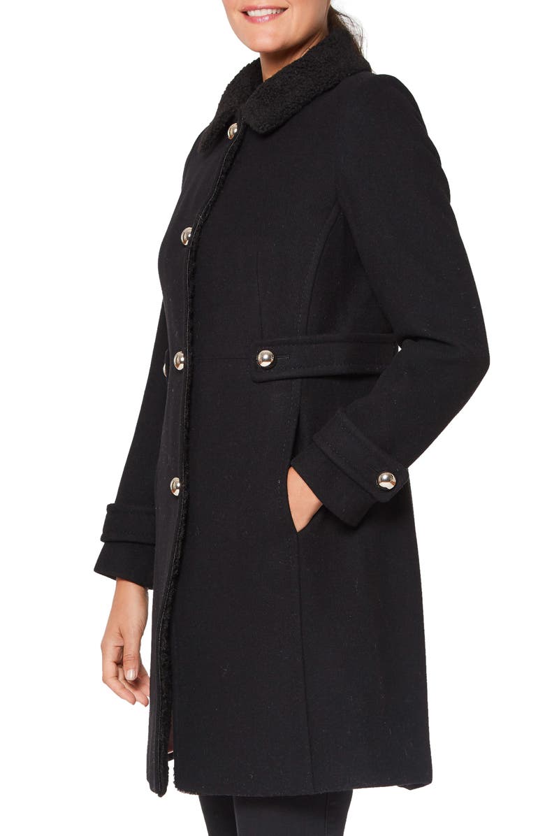 Kate Spade New York wool blend jacket with faux shearling trim, Alternate, color, 