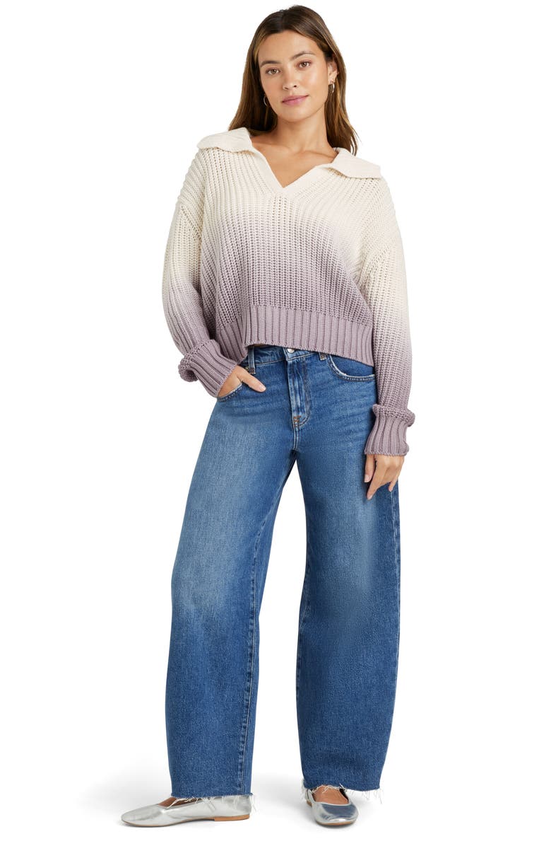 Splendid Raya Ombré Cotton Polo Sweater, Alternate, color, Lavendar Ombre