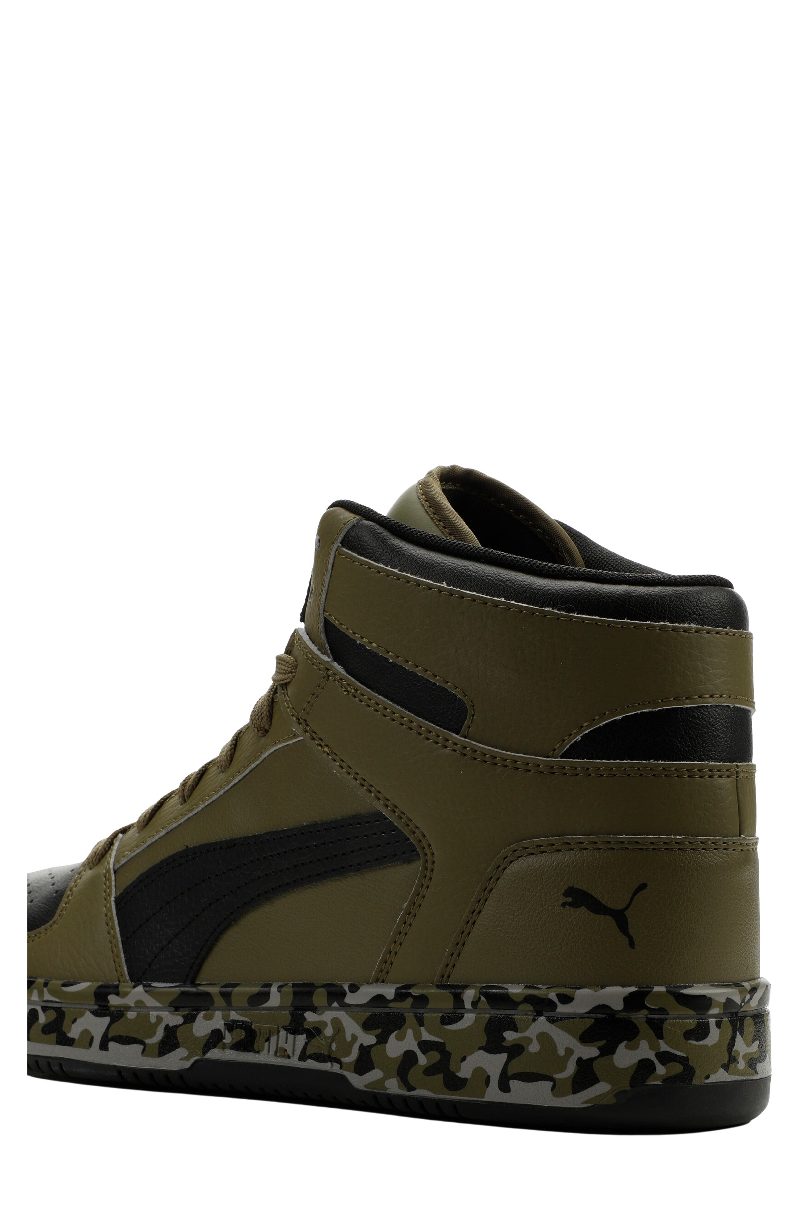 Rebound Layup RCL Camo High Top Sneaker, Alternate, color, PUMA OLIVE/ PUMA BLACK