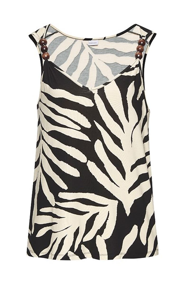 LASCANA Women's Beaded Strap Top, Alternate, color, Black & Vanilla