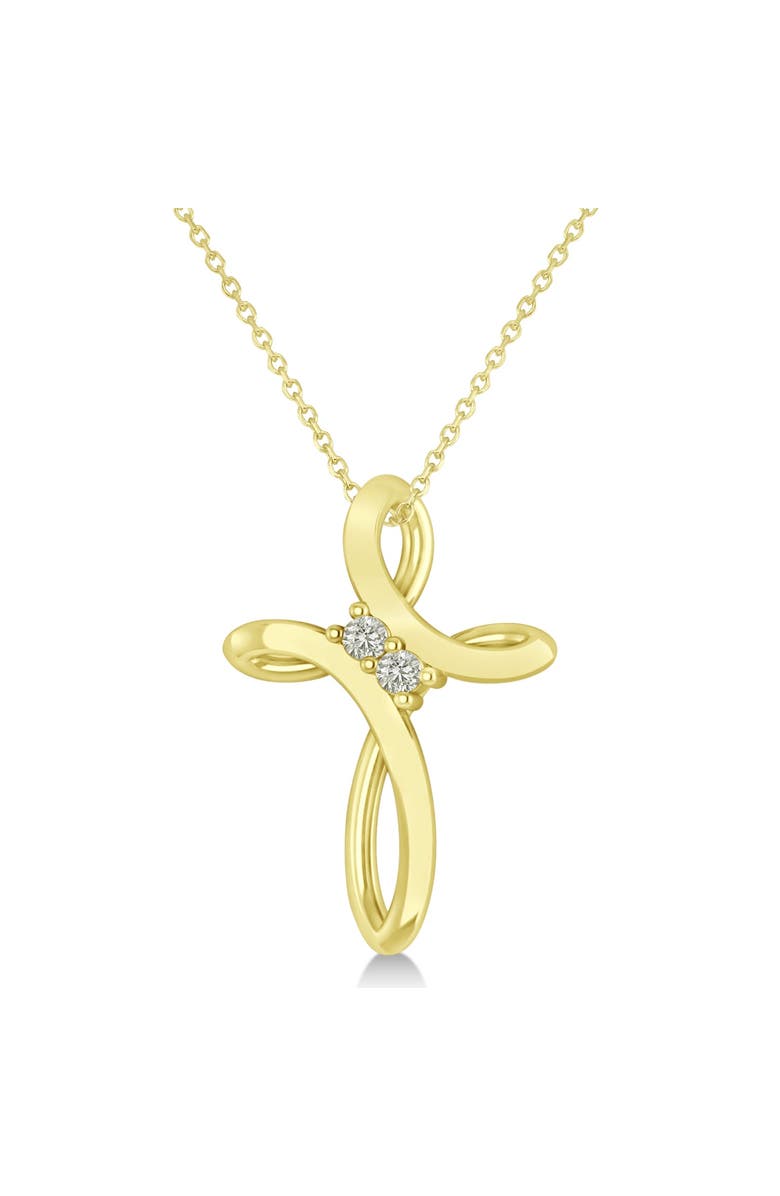 ALLUREZ Diamond Two Stone Swirl Cross Pendant Necklace 14k, Main, color, Yellow Gold