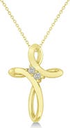 ALLUREZ Diamond Two Stone Swirl Cross Pendant Necklace 14k