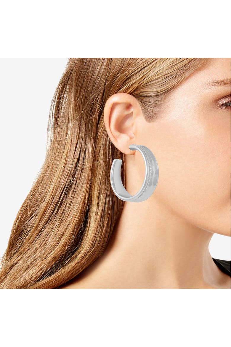 Intertwined Hoop Earrings, Alternate, color, Silver Tone