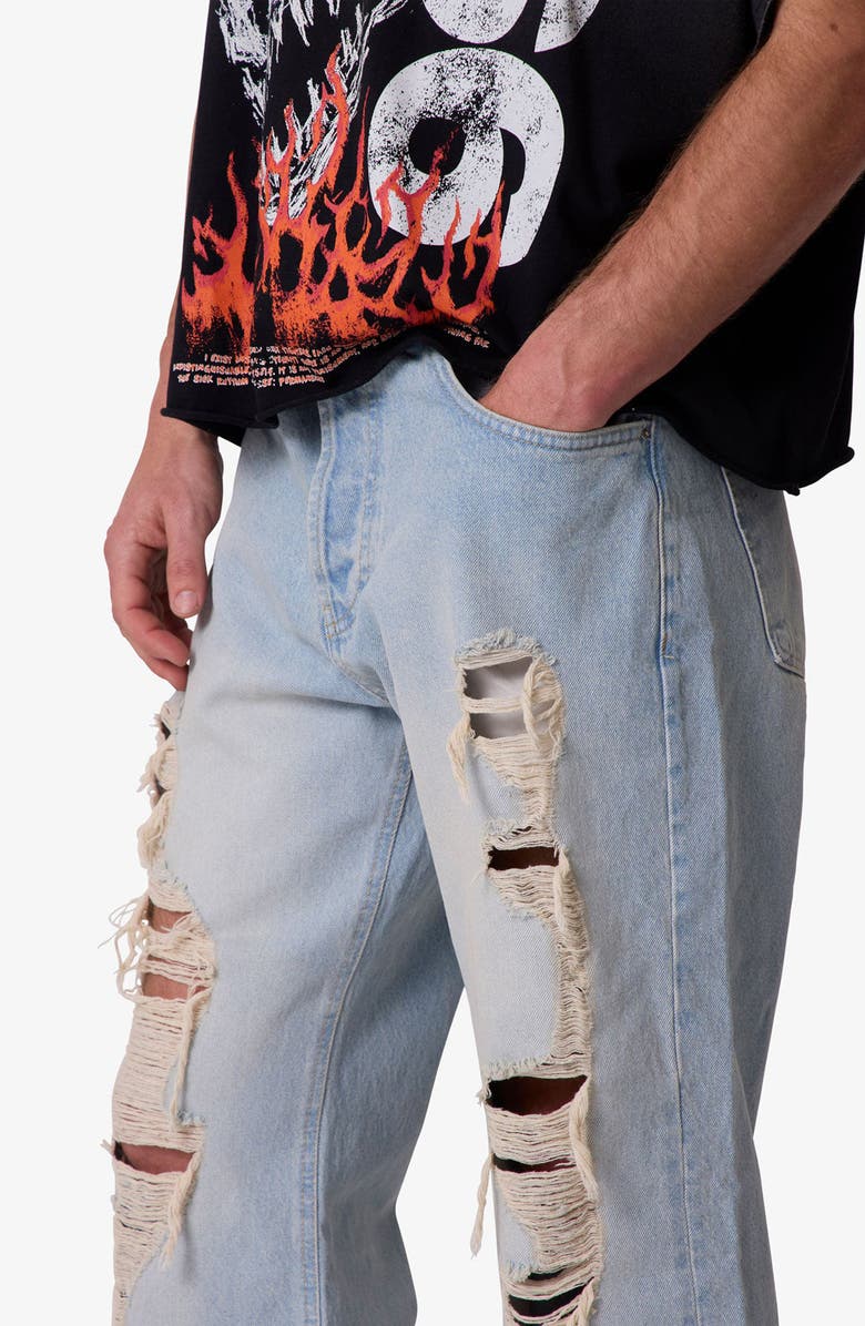mnml Distressed Kick Flare Jeans, Alternate, color, 