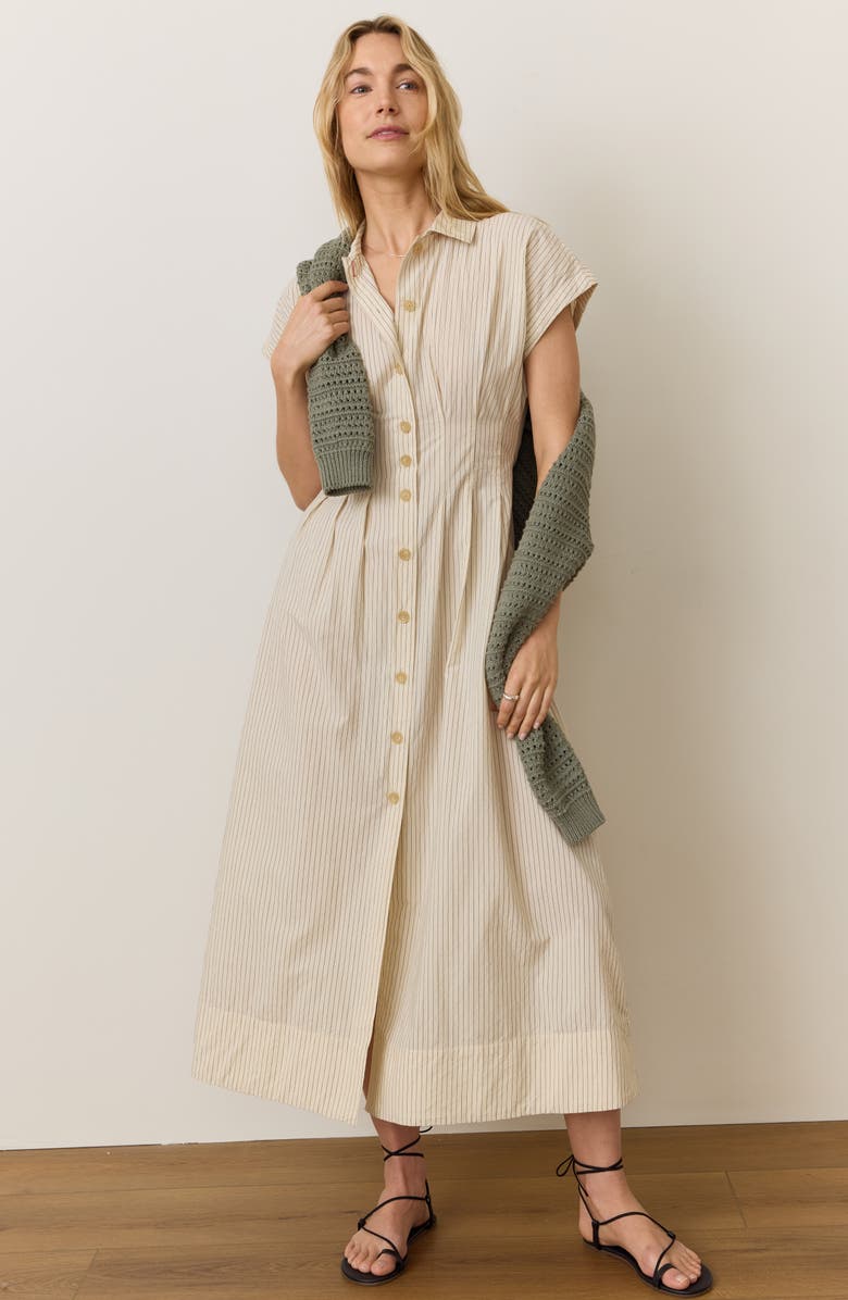 Marine Layer Nova Stripe Pima Cotton Midi Shirtdress, Alternate, color,