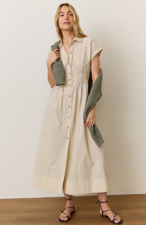 Marine Layer Marina Layer Nova Midi Shirt Dress In Cream/navy Stripe