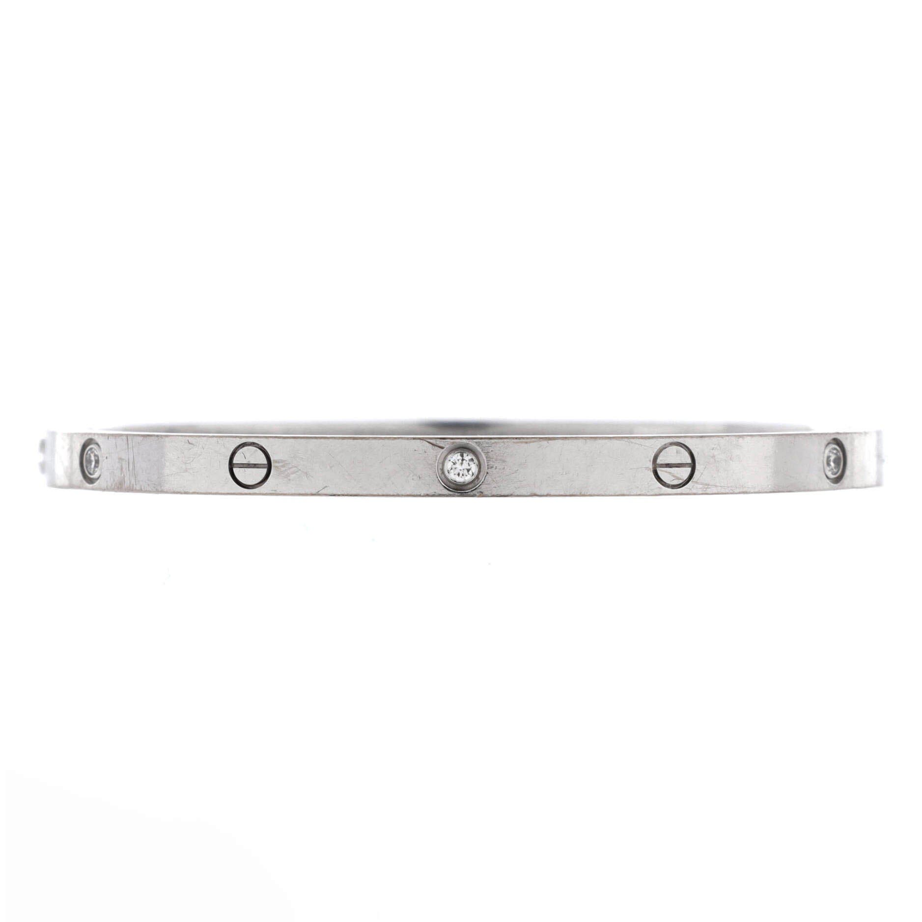 Love 6 Diamond Bracelet 18K White Gold and Diamonds Small, Alternate, color, Metallic Gold