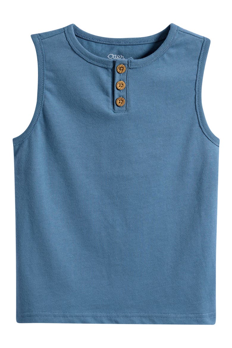 Kids' Henley Cotton Muscle Tank, Main, color, INDIGO WAVE