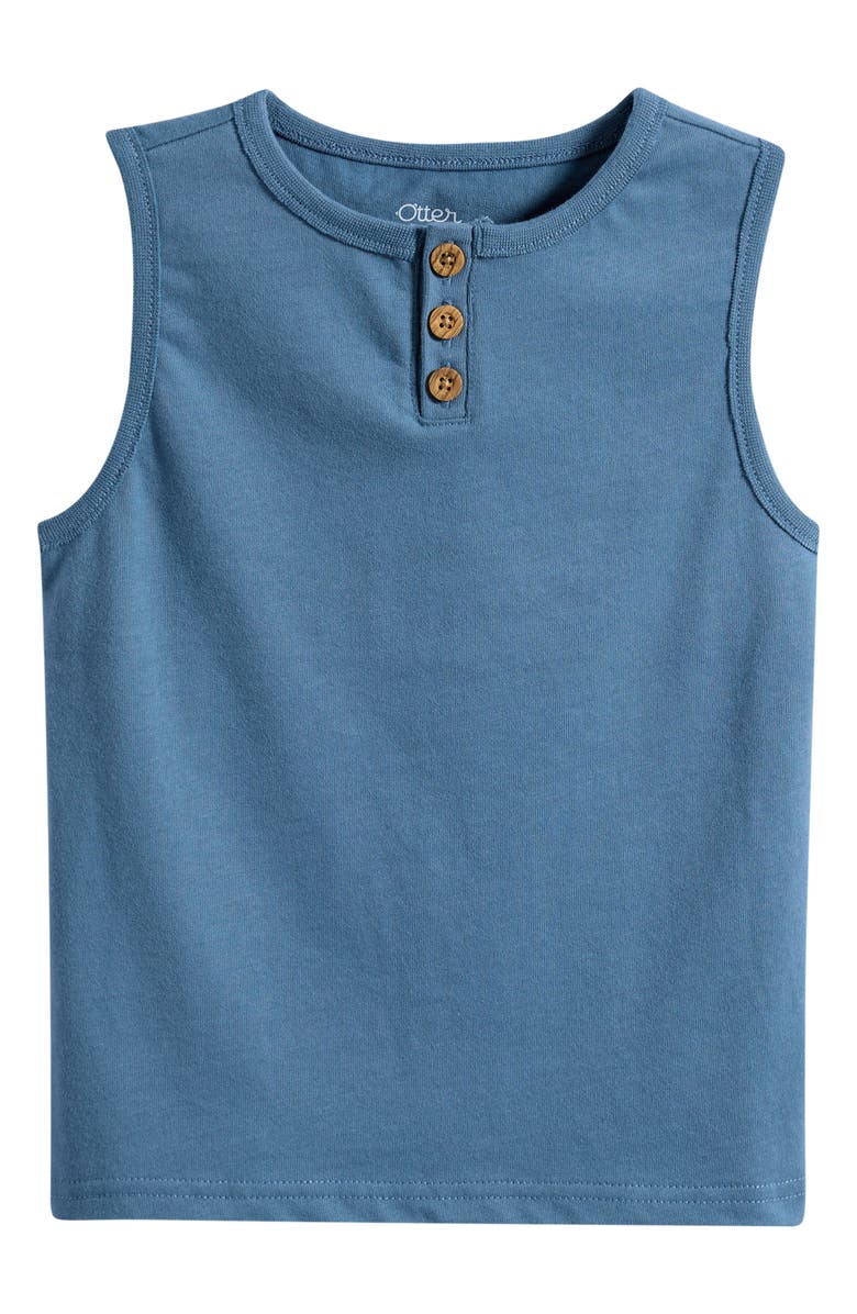OTTER AVENUE Kids' Henley Cotton Muscle Tank, Main, color, Indigo Wave