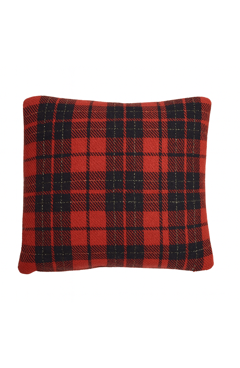 C&F Home Red & Black Plaid Christmas Cotton Blend Accent Throw Pillow 18" x 18", Main, color,