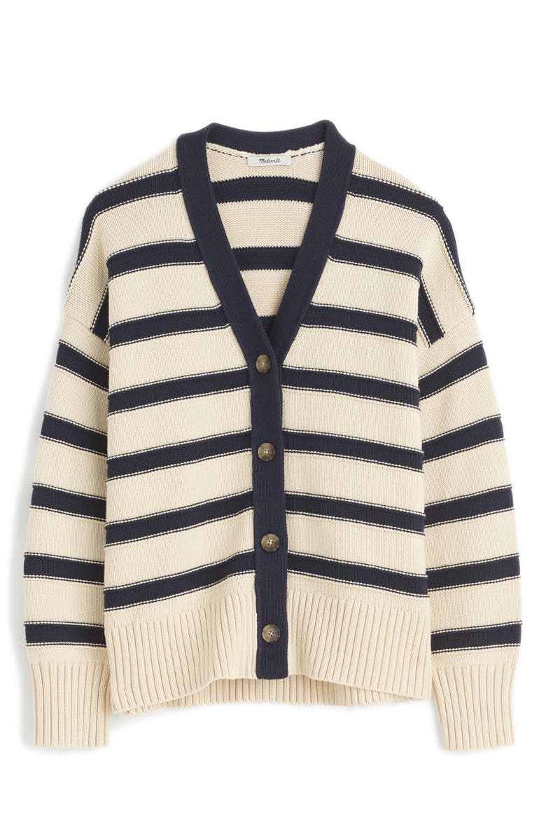 Madewell Stripe Oversize Cotton Cardigan, Alternate, color, 