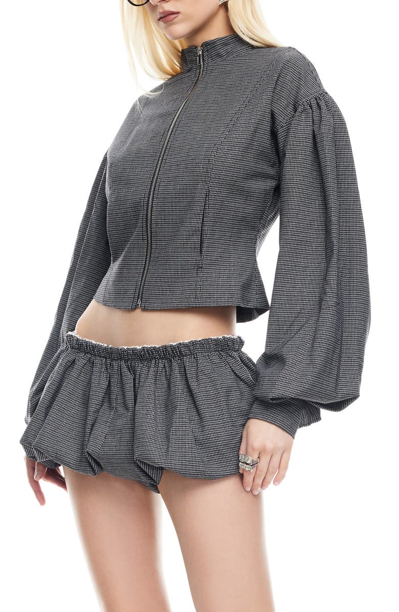 LIONESS Eclipse Check Plaid Jacket, Alternate, color, Onyx Plaid