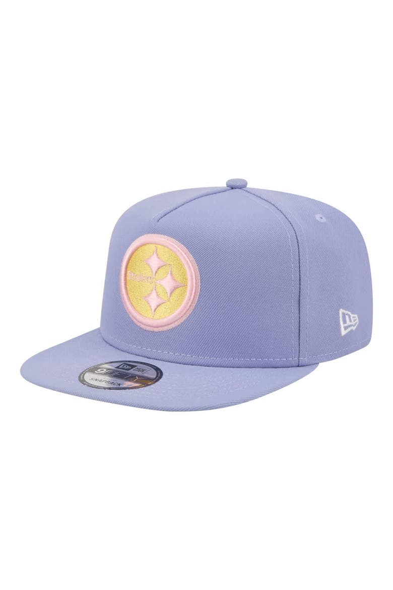 Men's New Era  Lavender Pittsburgh Steelers Bloom A-Frame 9FIFTY Snapback Hat, Alternate, color, Lavender