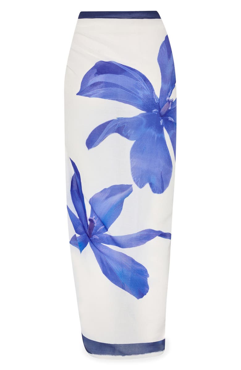 Milly Plumbago Placement Print Cover-Up Sarong, Alternate, color, White/ Blue
