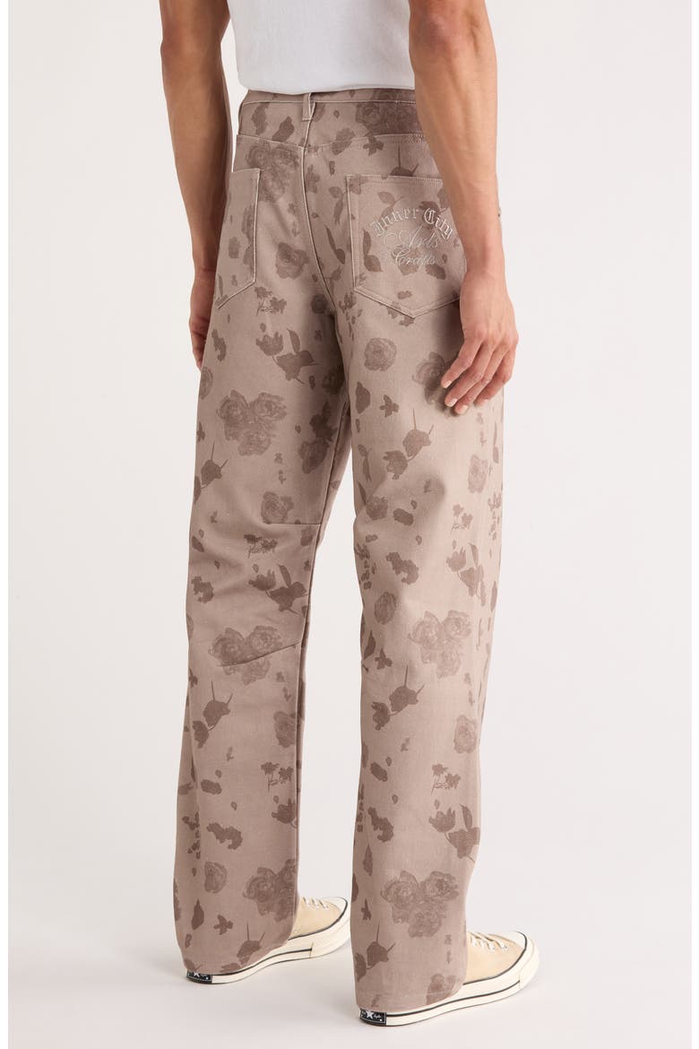 Tonal Floral Twill Pants, Alternate, color, PEBBLE