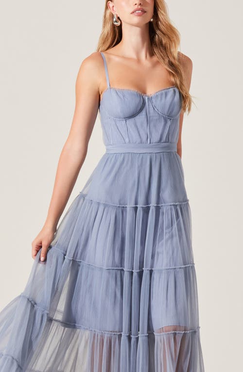 Astr The Label Mireya Structured Tiered Dress In Blue