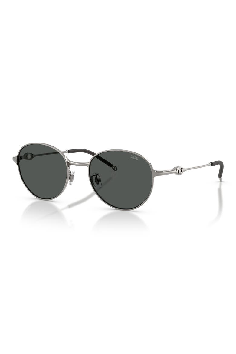 52mm Round Sunglasses, Alternate, color, SHINY GUN METAL / DARK GREY