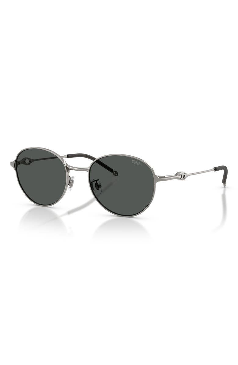 DIESEL<sup>®</sup> 52mm Round Sunglasses, Alternate, color, Shiny Gun Metal / Dark Grey