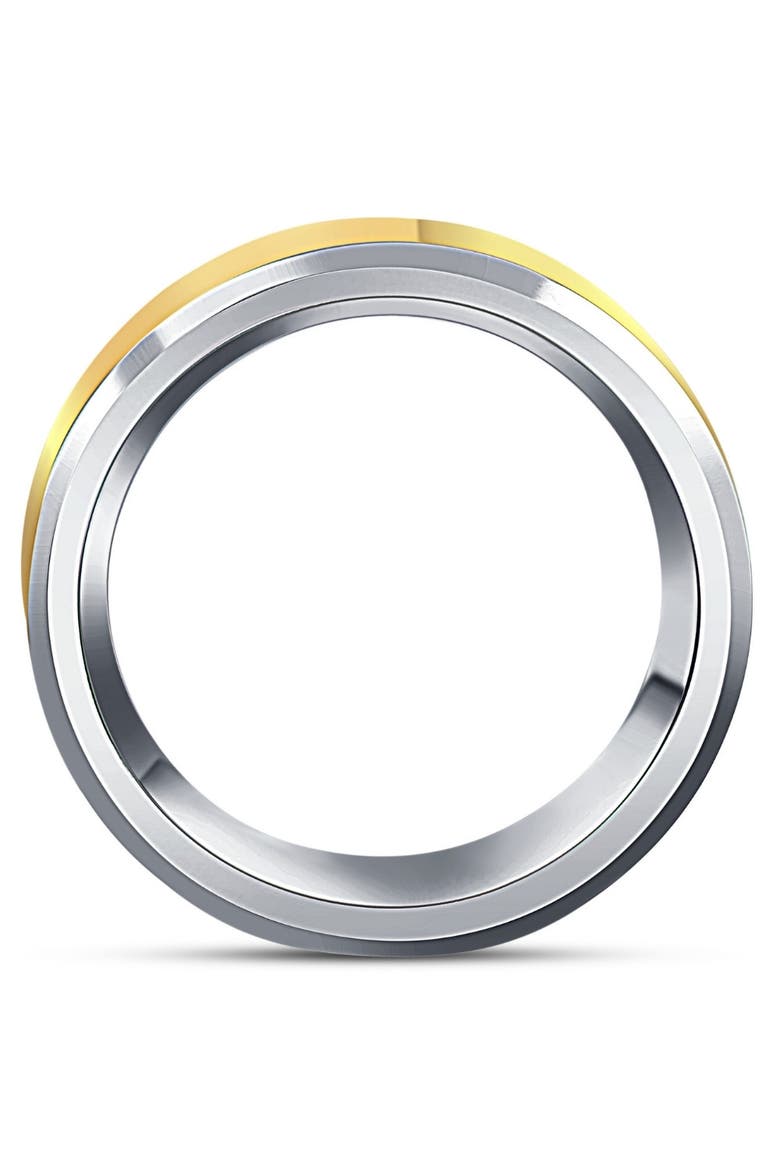 Men's Polished Tungsten & Gold Plated Two Tone 8mm Ring Wedding Band, Alternate, color, Tungsten