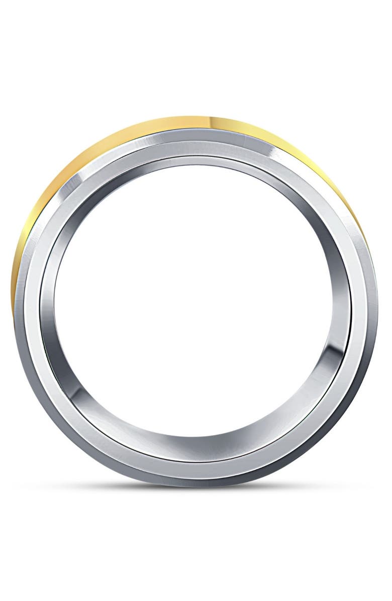 Bliss Diamond Men's Polished Tungsten & Gold Plated Two Tone 8mm Ring Wedding Band, Alternate, color, Tungsten