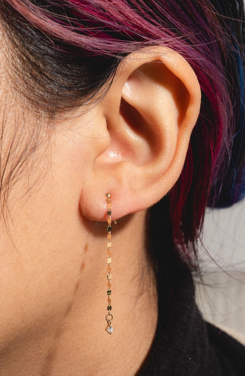 Local Eclectic Solid 9K Gold & Diamond Anchored Convertible Linear Drop Earrings, Alternate, color, Gold