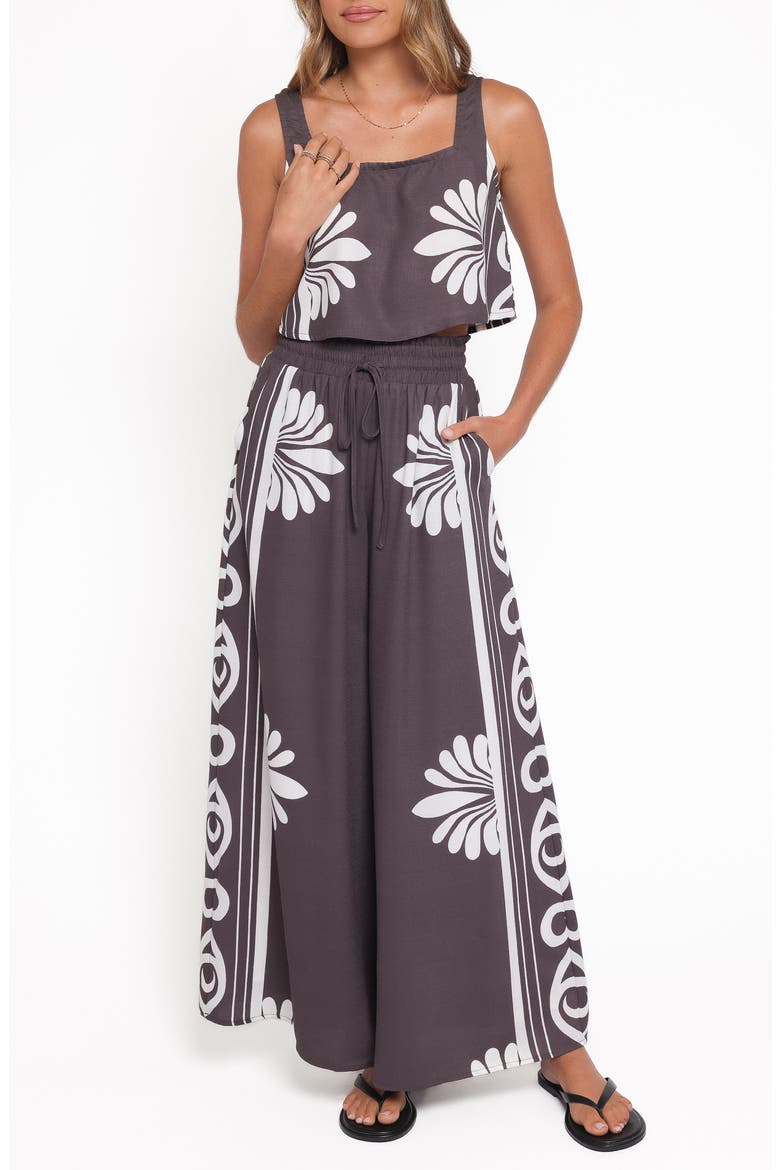 Timothy Linen Blend Square Neck Tank & Wide Leg Pants Set, Main, color, ESPRESSO