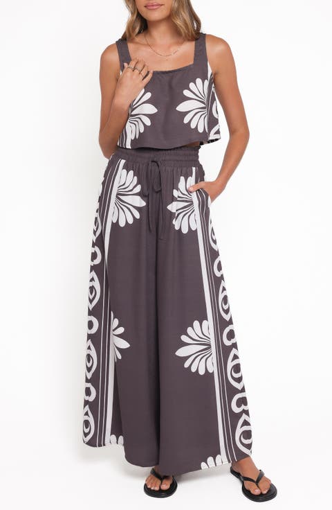 Timothy Linen Blend Square Neck Tank & Wide Leg Pants Set