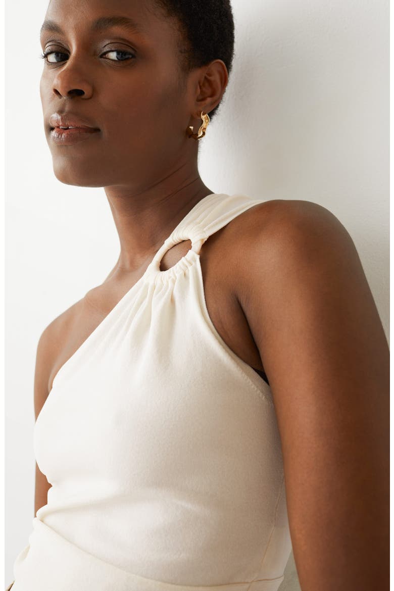One-Shoulder Tie Hem Top, Alternate, color, WHITE