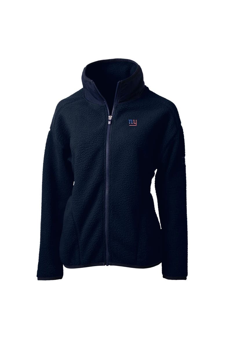 Women's Cutter & Buck Navy New York Giants Americana Cascade Eco Sherpa Fleece Full-Zip Jacket, Alternate, color, Navy