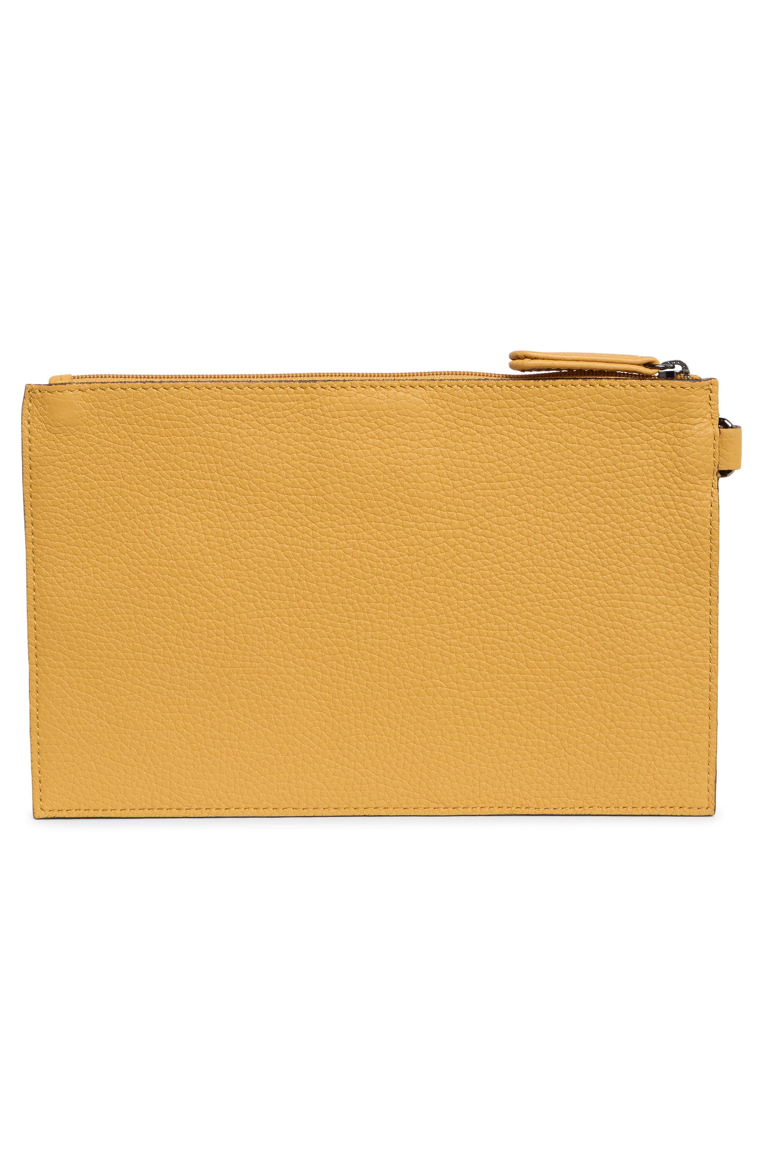 Longchamp Leather ZIp Pouch, Alternate, color, Honey