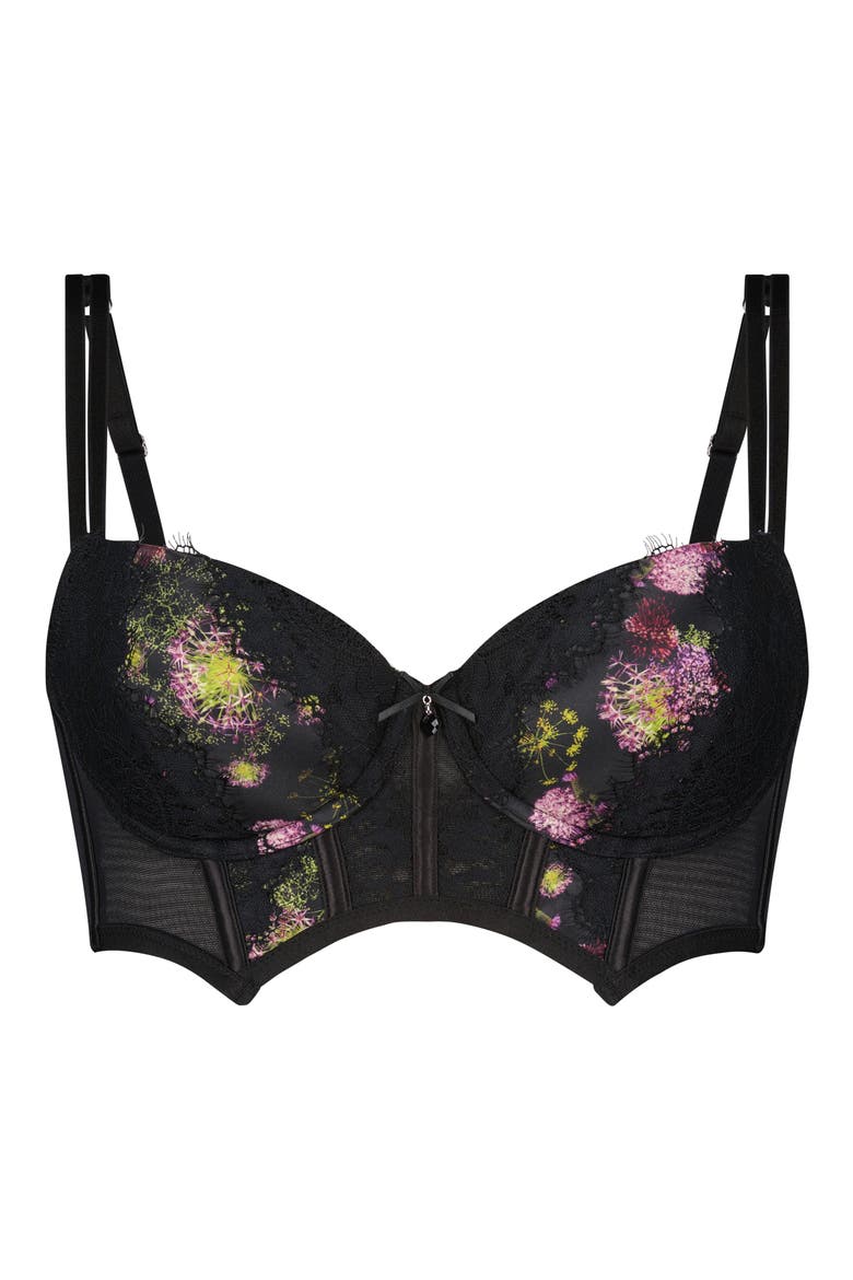 Amelie Underwire Longline Bra, Main, color, CAVIAR