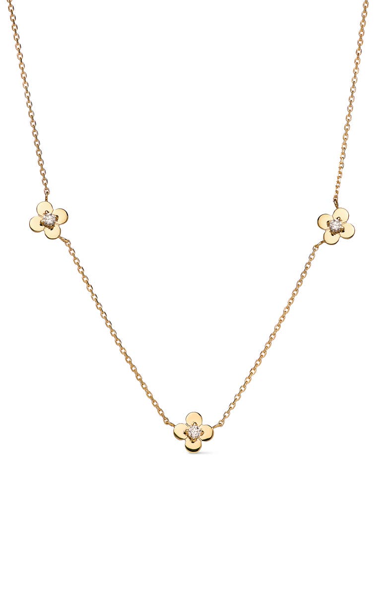 Ana Luisa Solid Yellow Gold - Mini Flower Station Necklace, Main, color, Gold