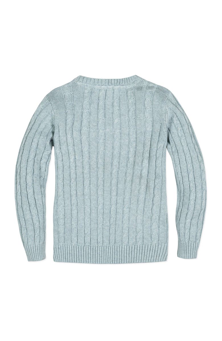 Hope & Henry Organic Long Sleeve Fine Gauge Cable V-Neck Sweater, Alternate, color, Dusty Blue Heather Cable