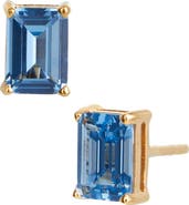 SAVVY CIE JEWELS Vermeil Sterling Silver Emerald Cut CZ Box Stud Earrings