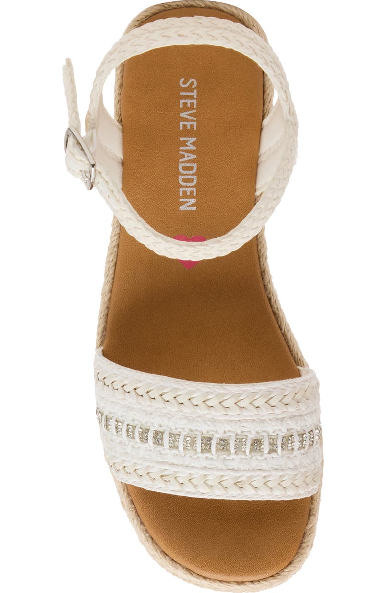 Steve Madden Kids' Jkiko Espadrille Ankle Strap Platform Wedge Sandal, Alternate, color, White