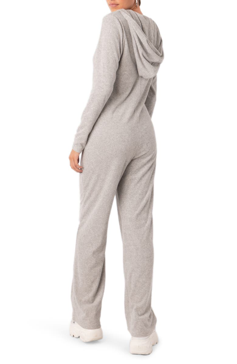 EDIKTED Hooded Terry Lounge Jumpsuit, Alternate, color, 