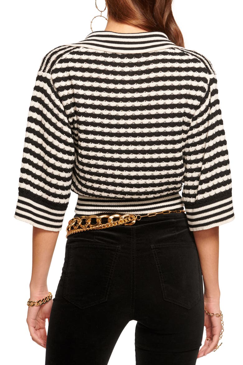 Azaria Stripe Organic Cotton Blend Sweater, Alternate, color, BLACK/ IVORY STRIPE