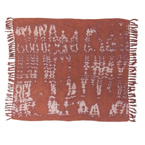 Storied Home Cotton Slub Tie-dyed Throw With Fringe In Orange
